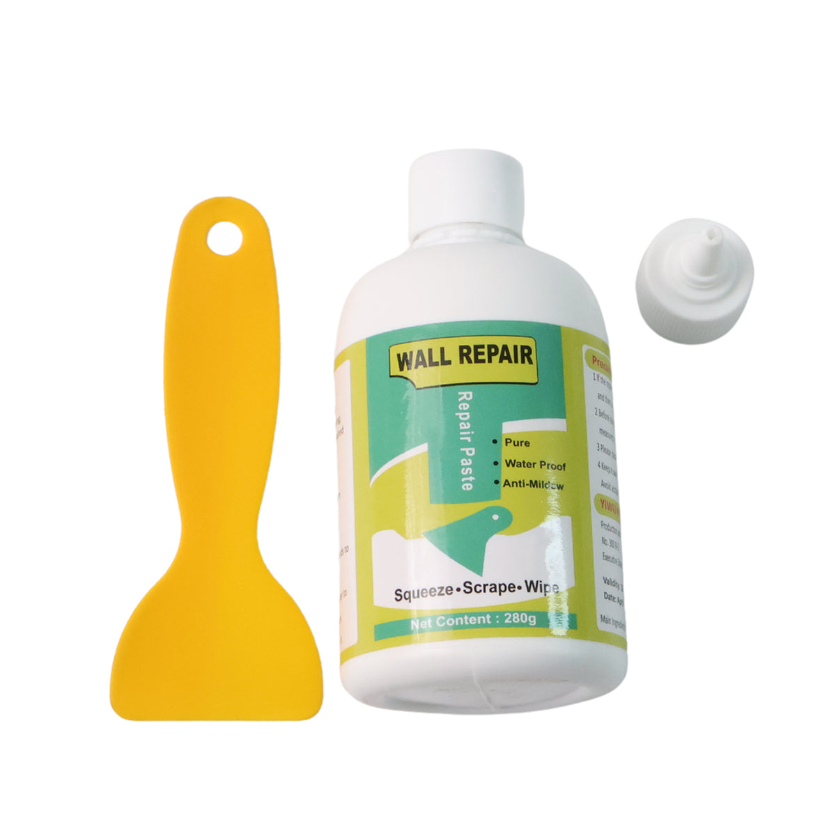 Wall crack repair cream 280 g bottle with nozzle and scraper