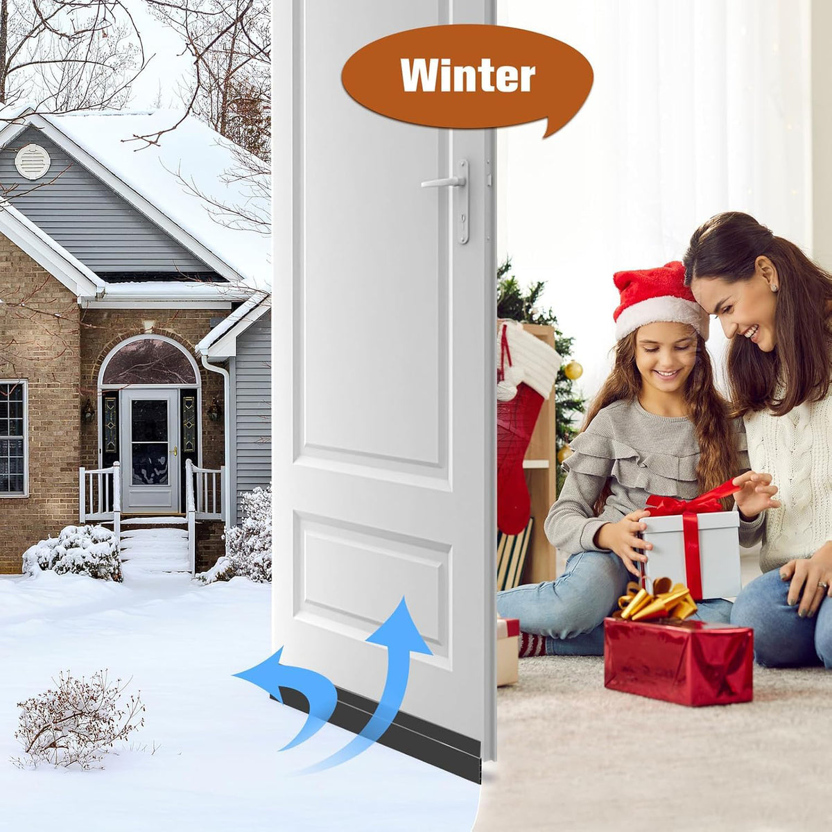 Door seal strip keeps cold air out in winter