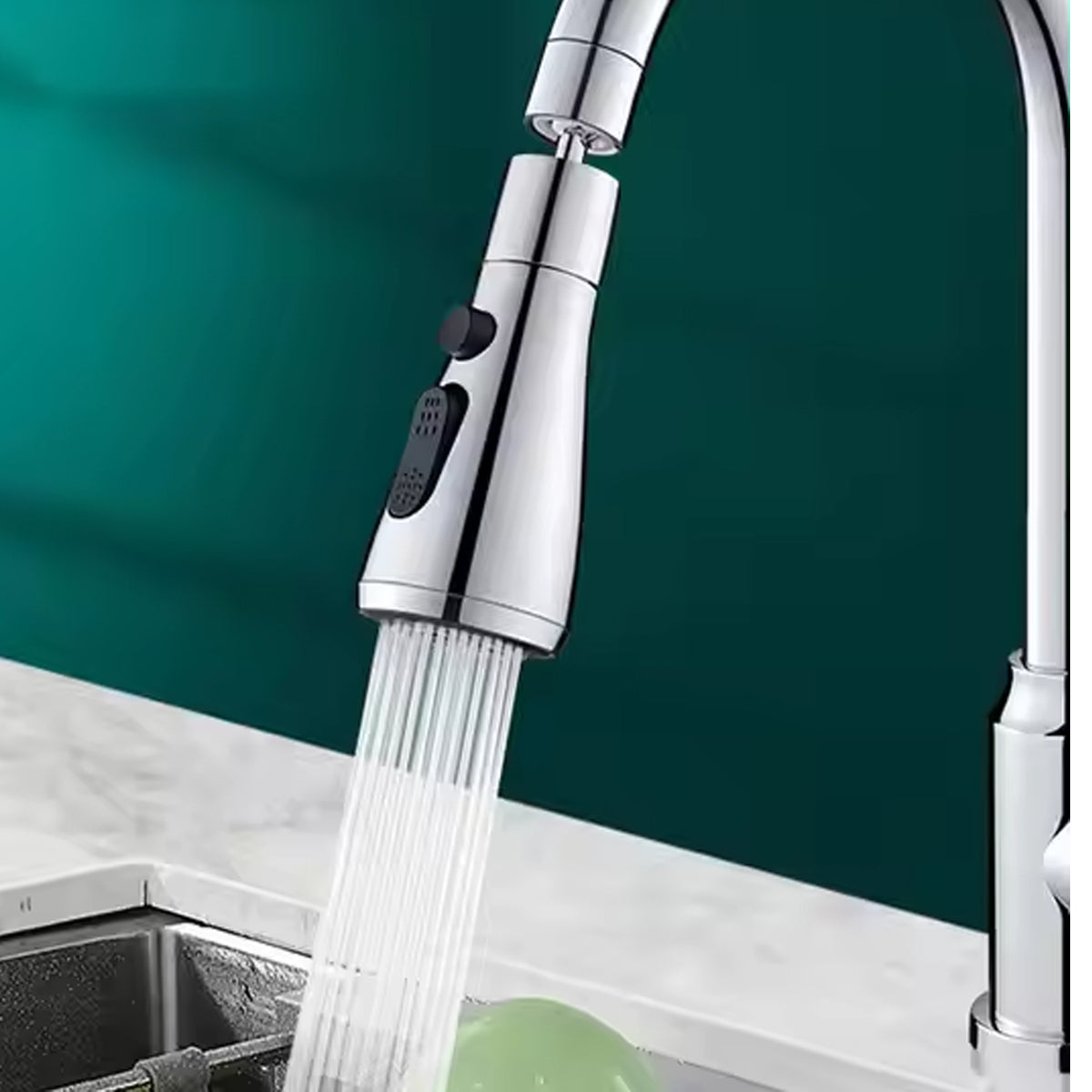 Kitchen tap sprayer fitted on a sink tap
