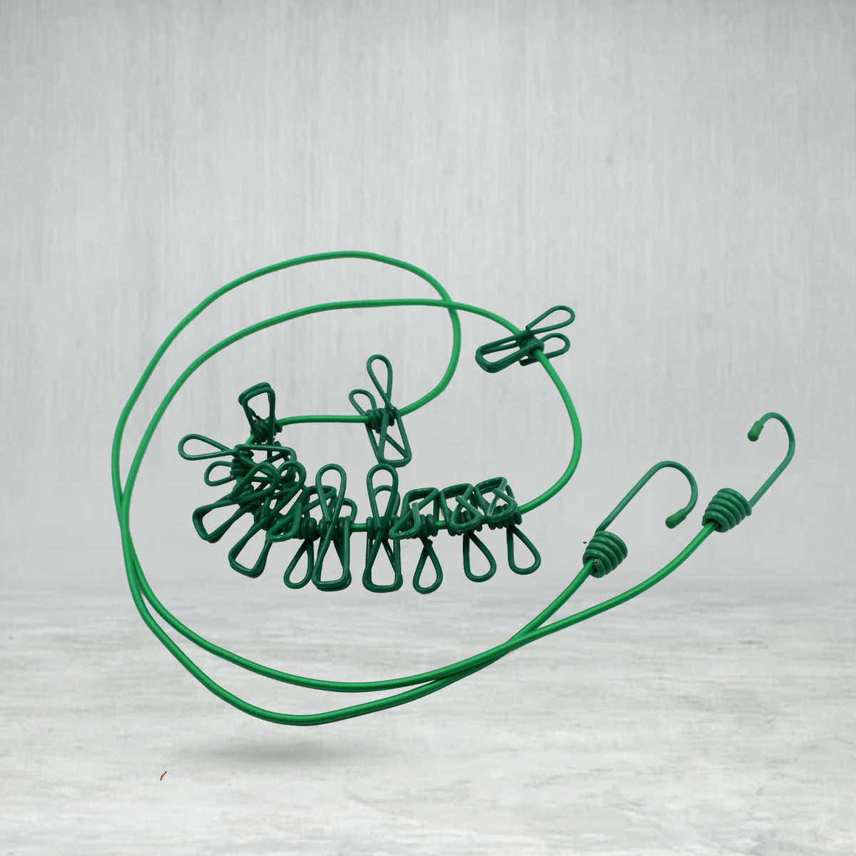 9373 Elastic Cloth Drying Rope With 12 Metal Clip Portable Clothes Line For Home  Travel