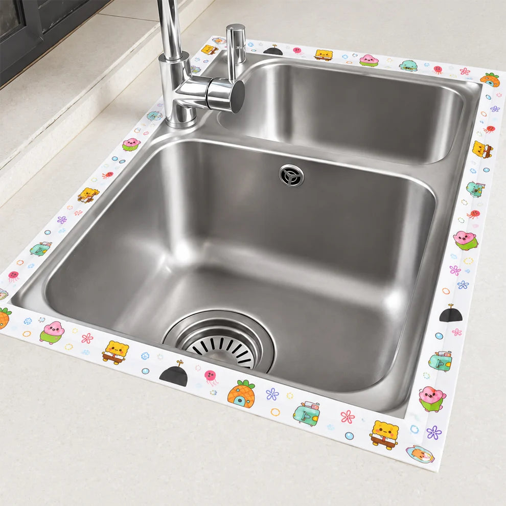 Kitchen sink sealed on all sides with waterproof tape