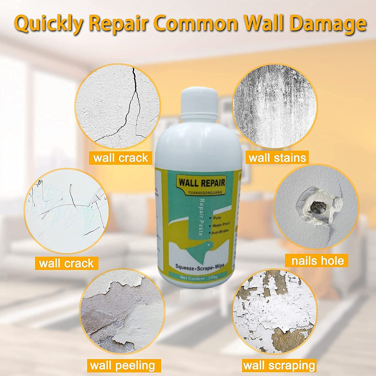Fixes common wall damage: cracks, holes and peeling