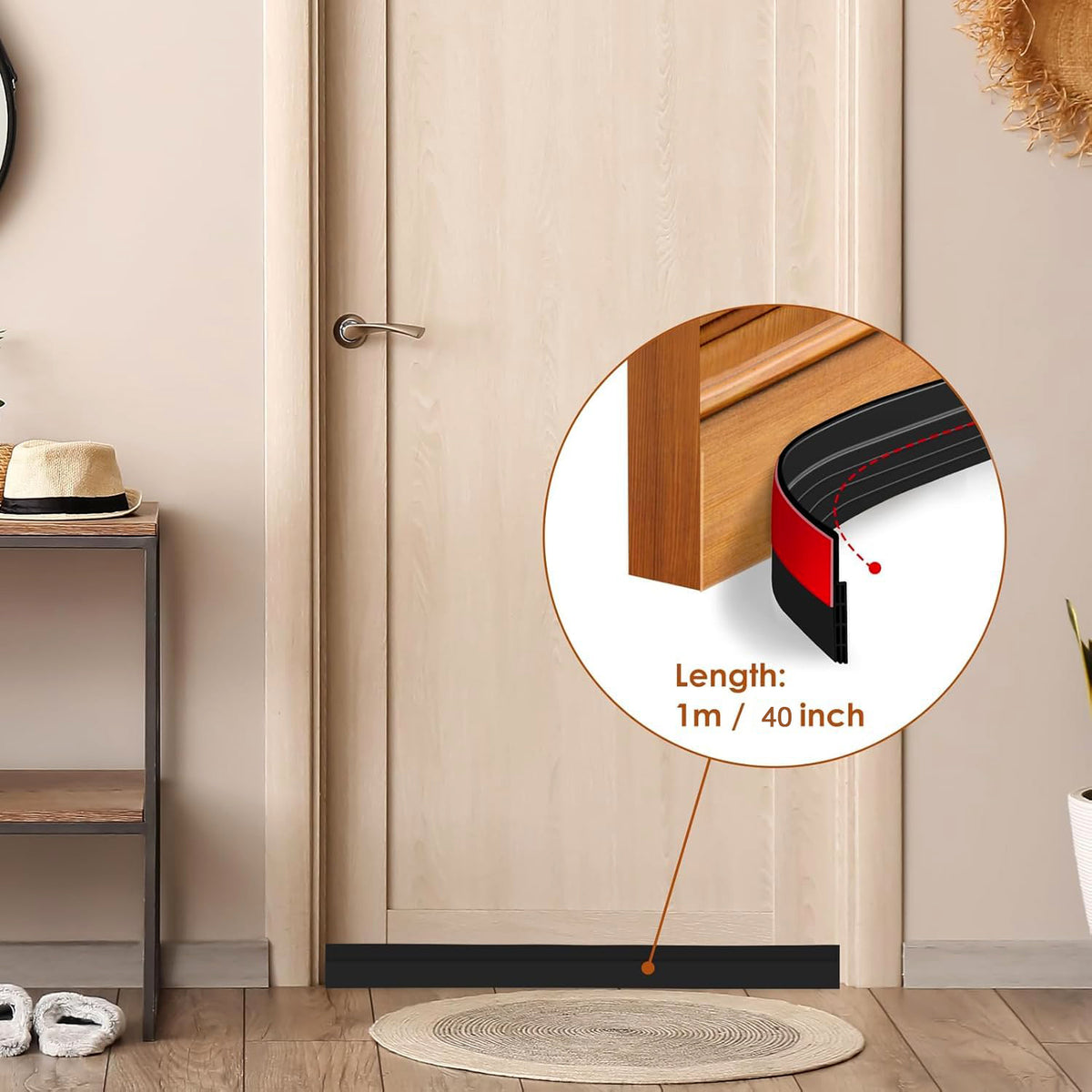 Door seal strip fitted at the bottom of a door