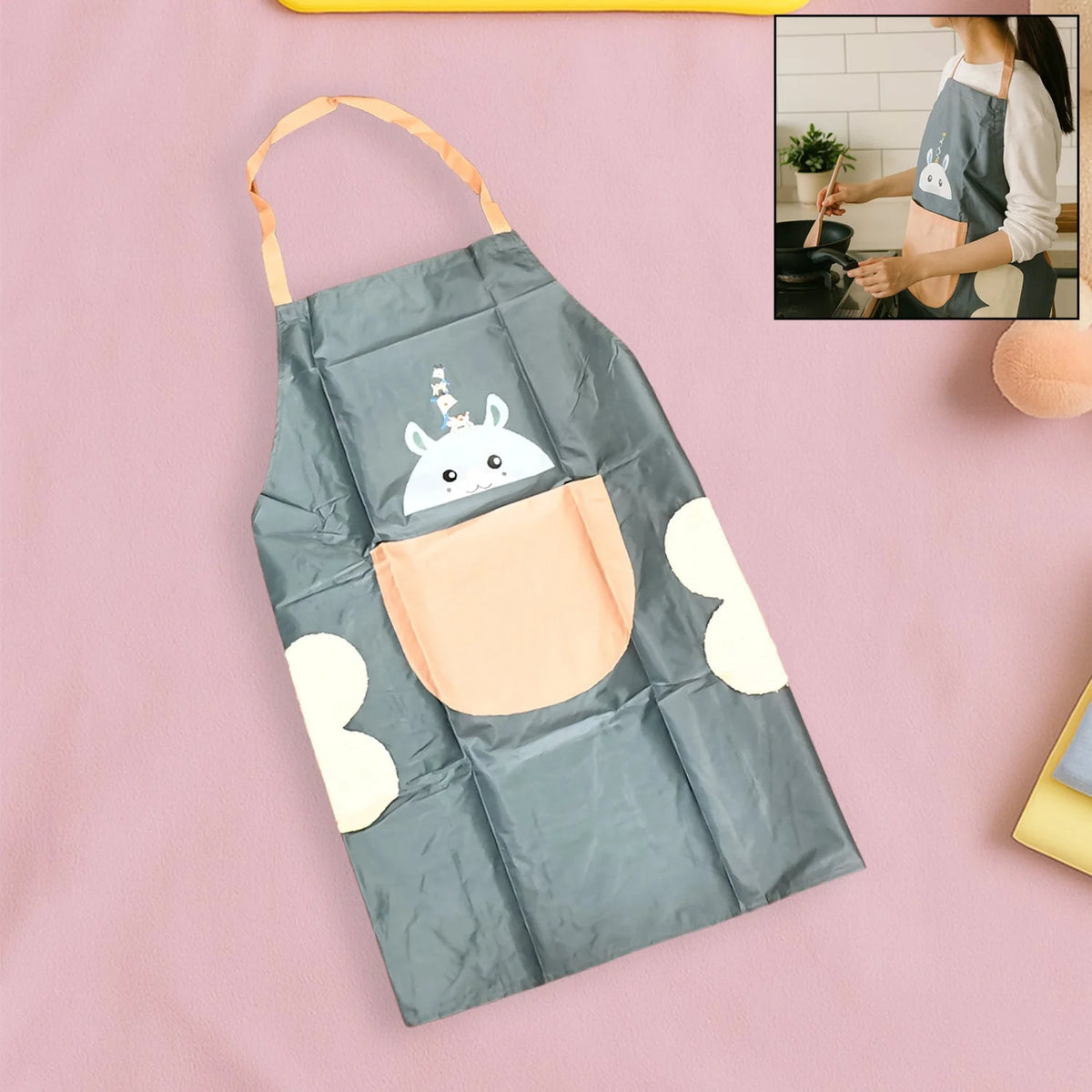 Cute kitchen apron with hand-wipe patches - photo 1