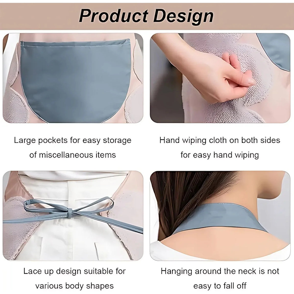 Cute kitchen apron with hand-wipe patches - photo 3