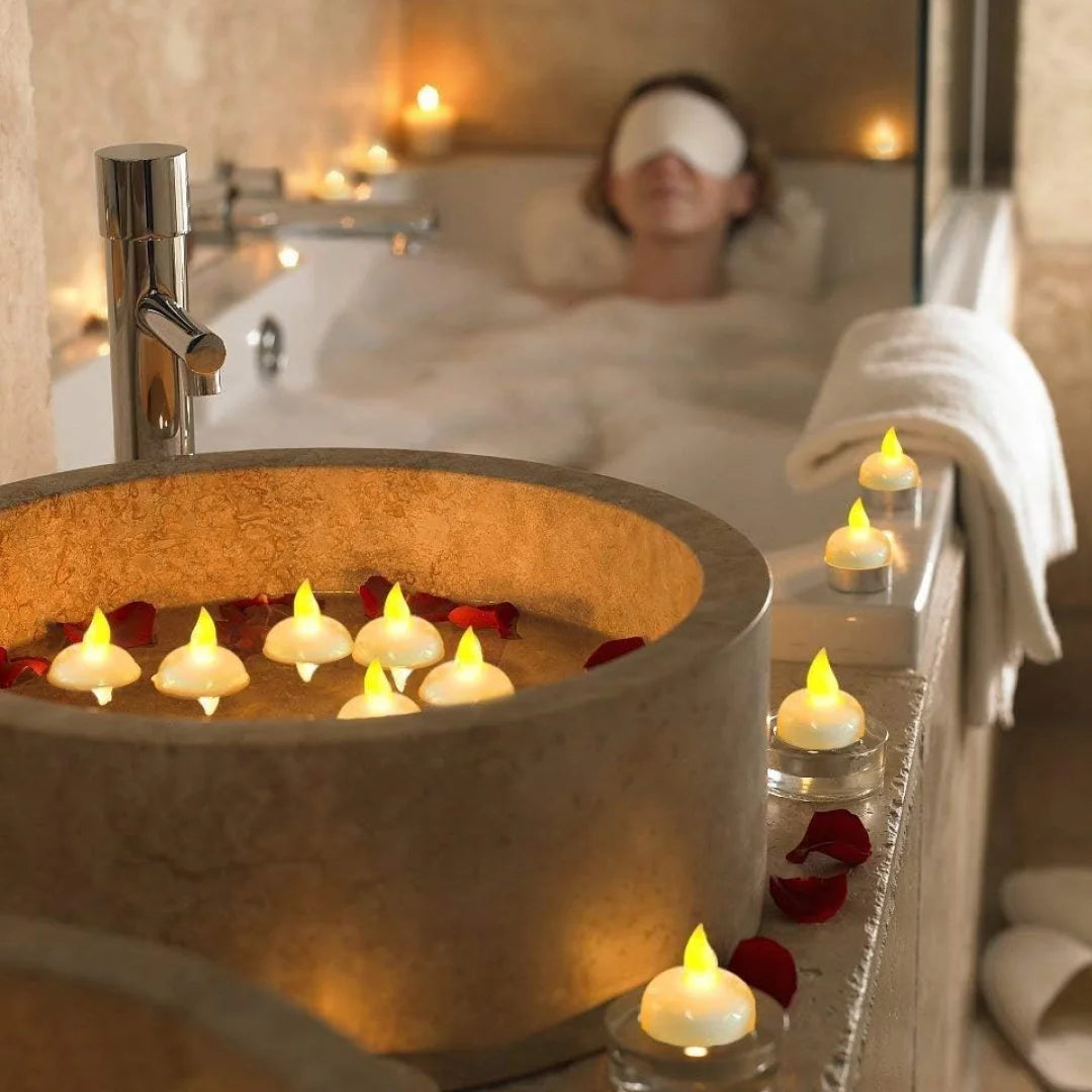 Floating candles used for bath and room decor