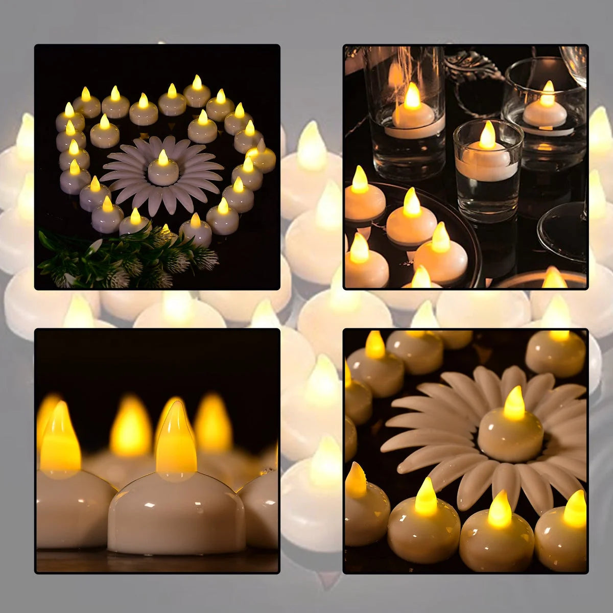 Different ways to decorate with floating LED candles
