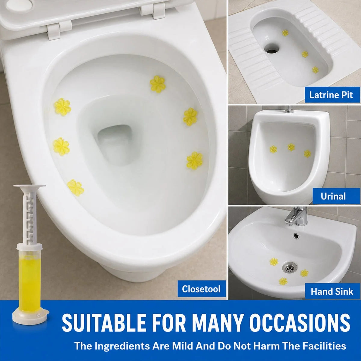 Toilet gel cleaner for western toilet, urinal and more