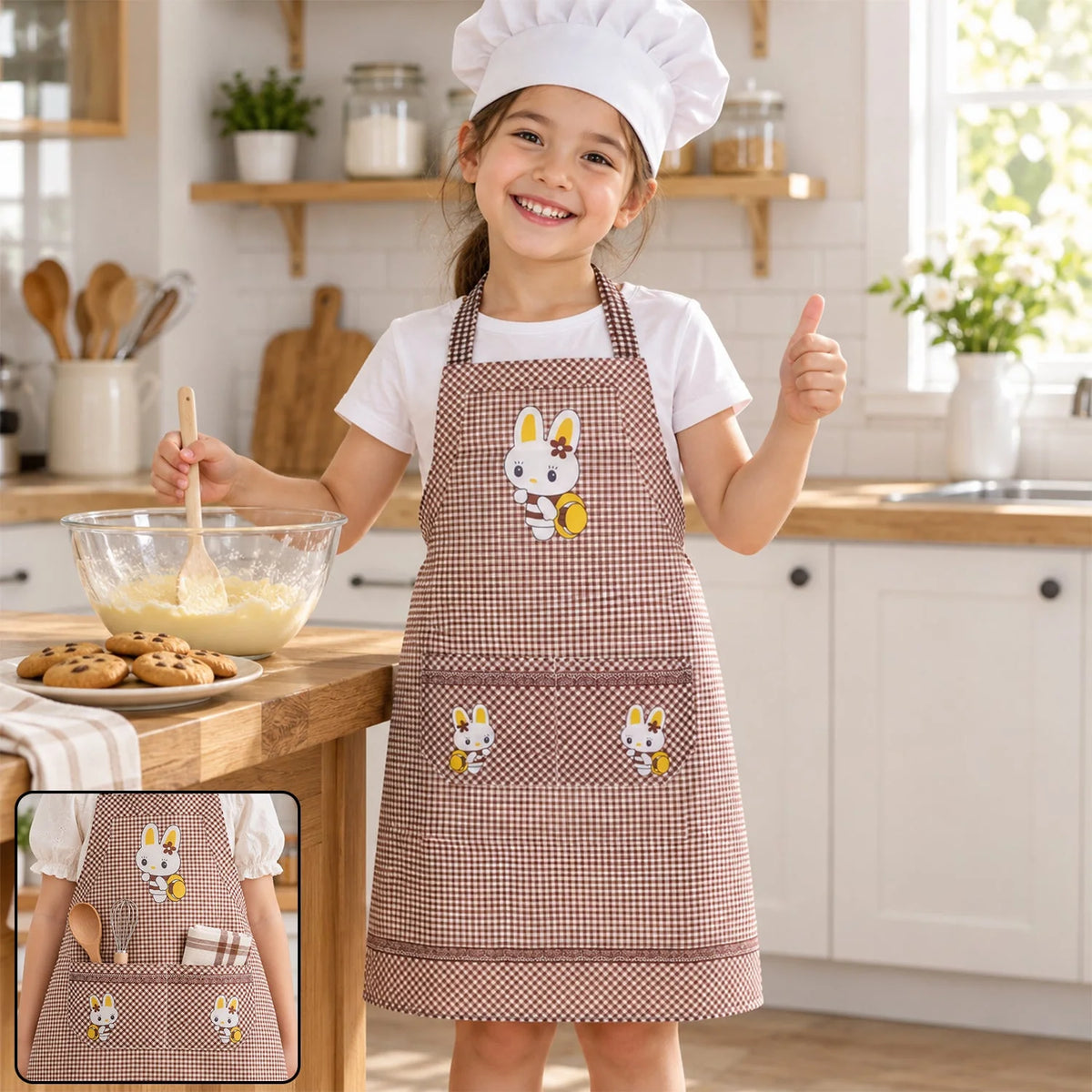 Kids cartoon apron with front pockets - photo 1