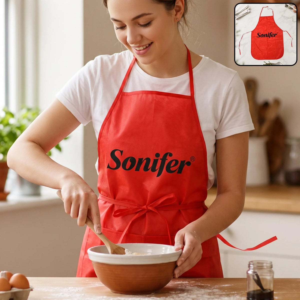 Reusable cooking apron with front pocket - photo 1