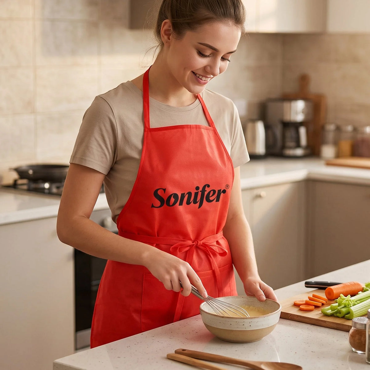 Reusable cooking apron with front pocket - photo 2