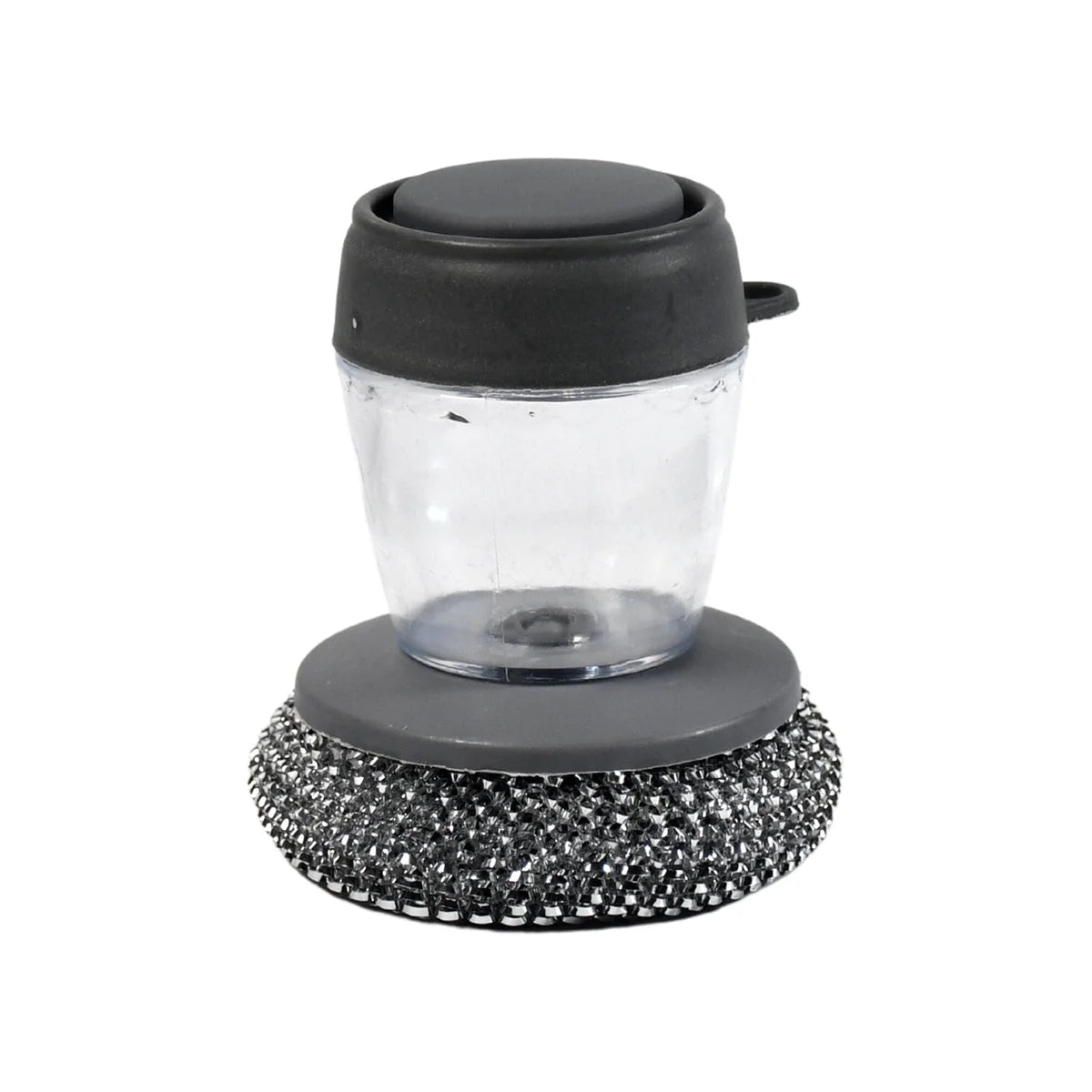 Soap dispensing palm brush on white background