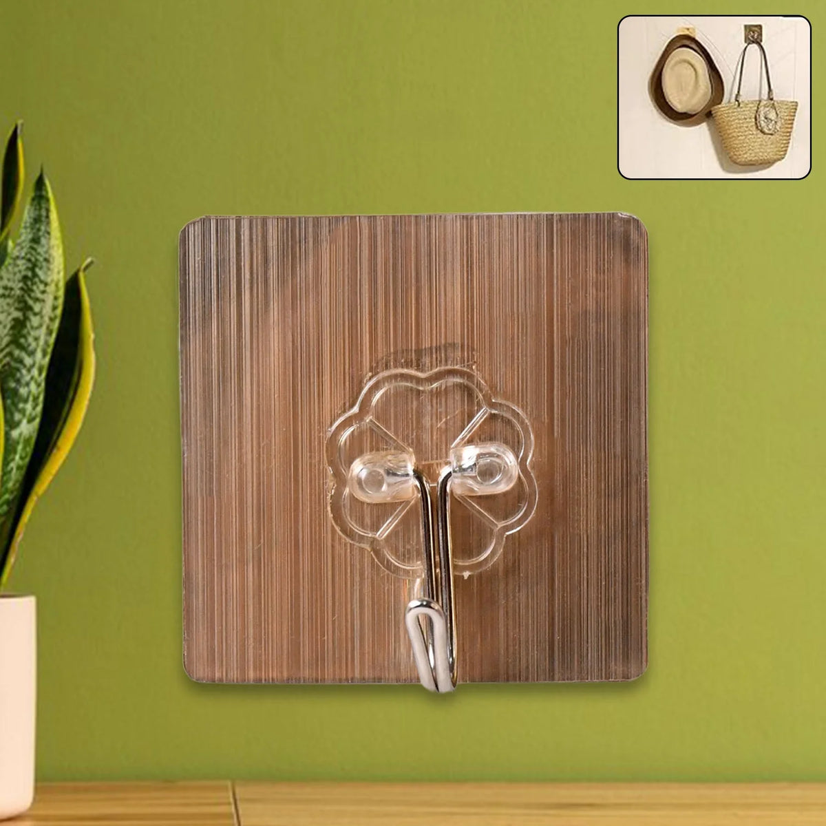 Self-adhesive heavy-duty wall hook stuck on a wall