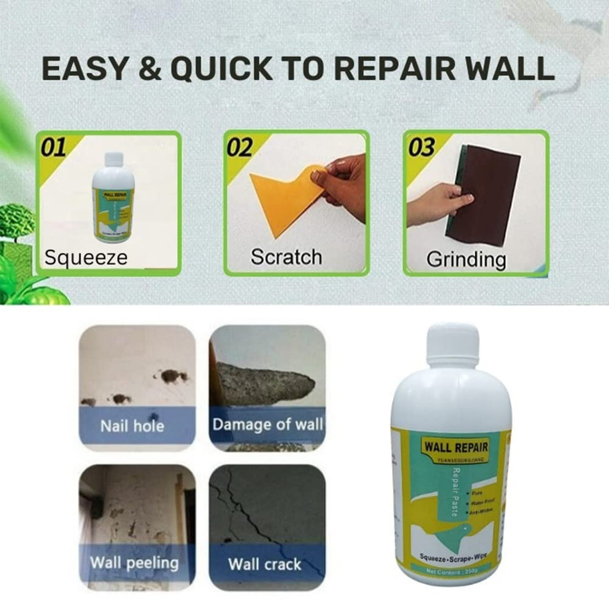 How to repair a wall crack: squeeze, scrape, smooth