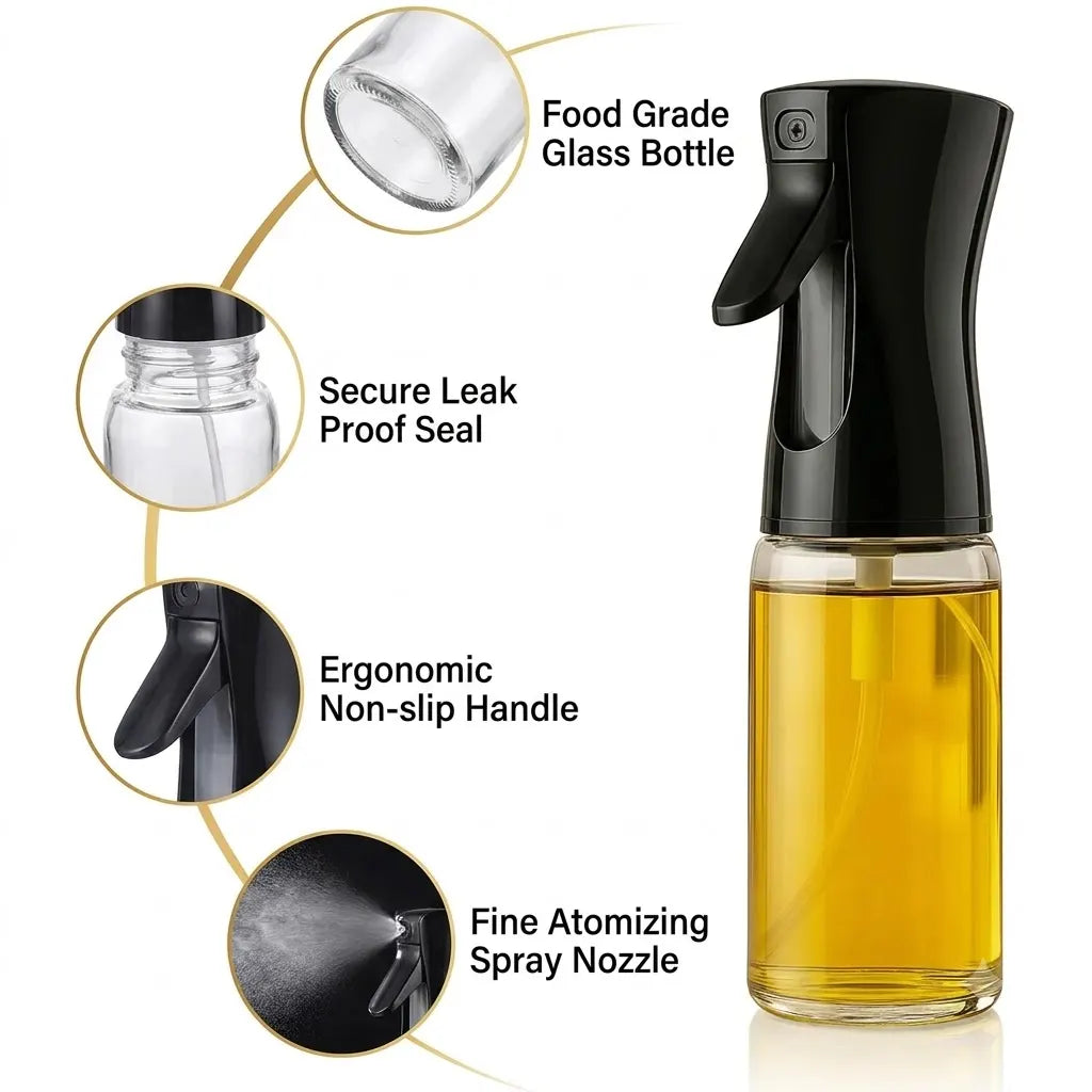 Glass Premium Oil Spray Bottle - (300 Ml - 1 Pc)